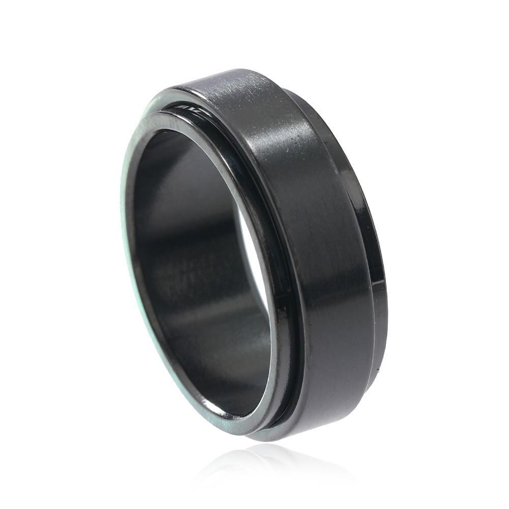 8mm Matte Stainless Steel Men's Fashion Ring - Simple, Wide-Face Titanium Design