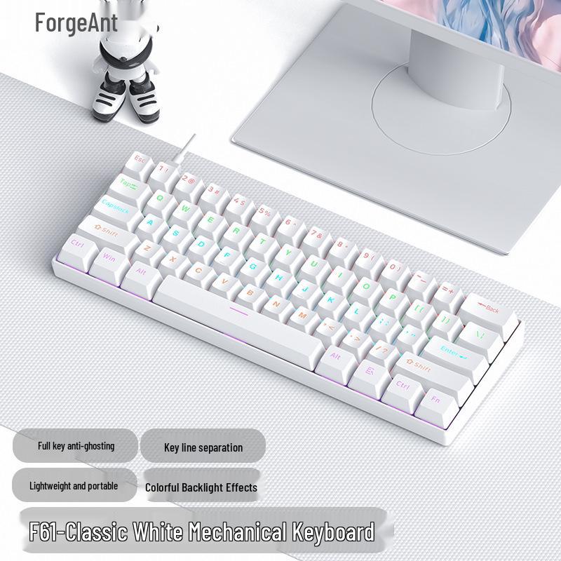 61-key Wired Mechanical Keyboard, Blackberry Gradient Design for Gaming & Office, High Aesthetic Value for Girls
