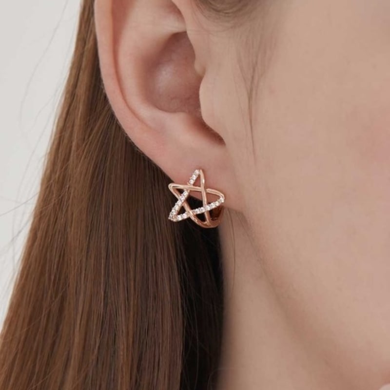 CRANNE 14K GF Star One-Touch Earrings C24EGF204