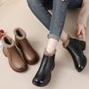 Full Cowhide Velvet Retro Martin Boots Women's Winter Warm Thick-soled Boots Comfortable Soft-soled Mother Shoes Genuine Leather Cotton Boots