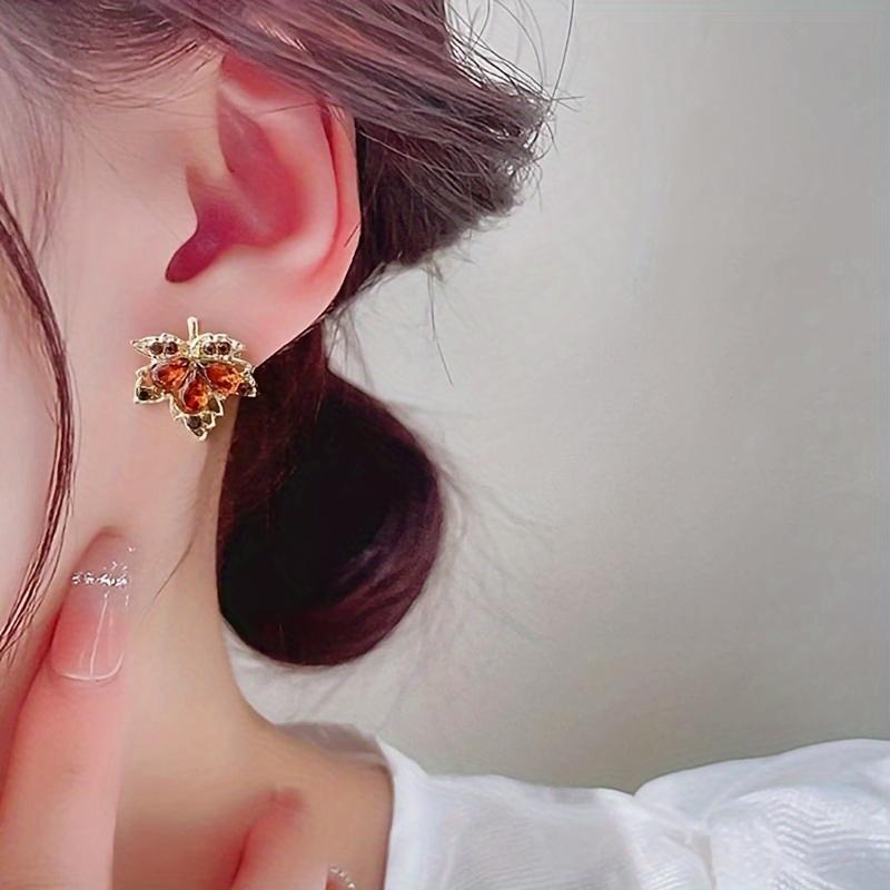 Red Maple Leaf Earrings for Teenager, Autumn Forest Style Drop Earrings, Nature Inspired Daily Wear Jewelry for Girl