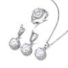 Hot Jewelry Set Female Zircon Necklace Earrings Ring Set of Three Simple Round Jewelry Set.