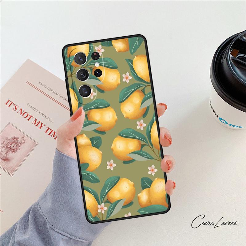 Summer Lemon and Leaf phone case For Samsung Galaxy S24 S25 S23 S22 Ultra Note 10 20 Plus S20 S21 FE Cover