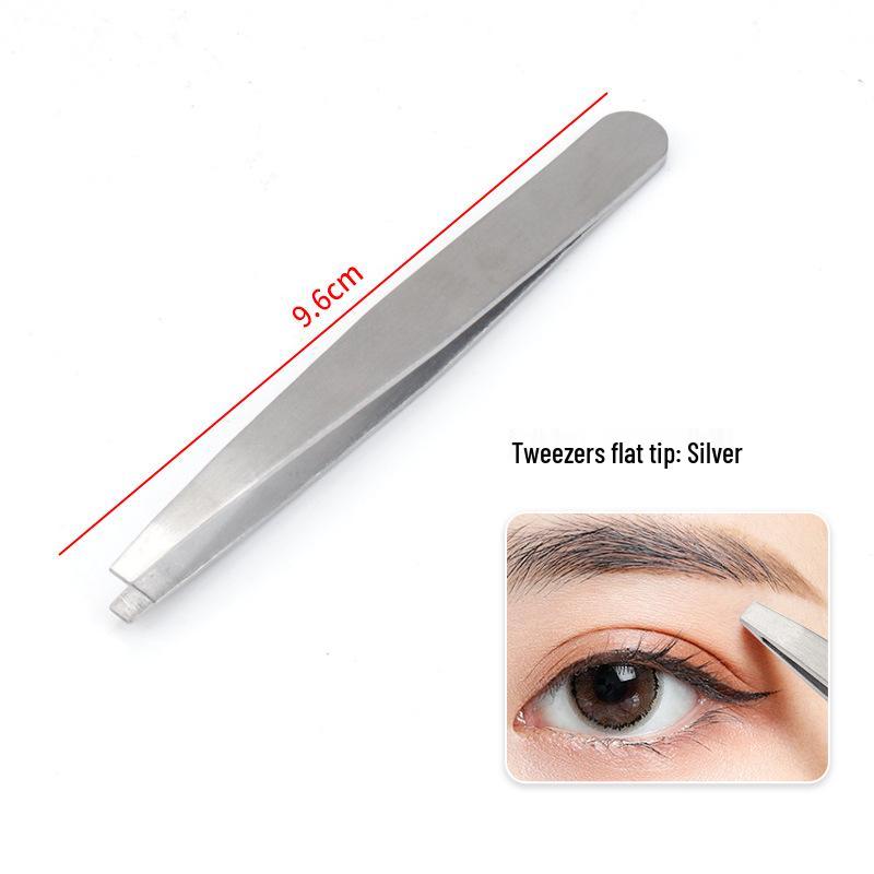 Stainless Steel Slanted Flat Head Eyebrow Tweezers for Multi-functional Hair Removal
