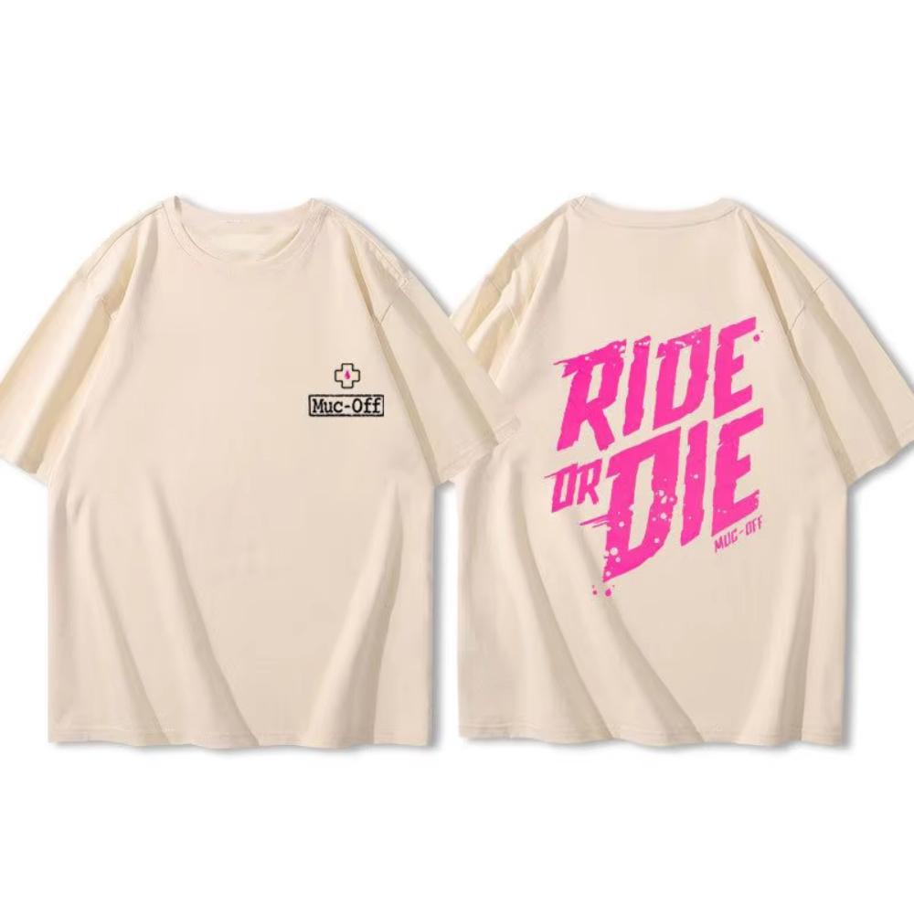 Spring and Summer New Mens and Womens New Cycling Wear Bike Ride or Die Printed Cotton Casual Short Sleeved Round Neck Tshirt