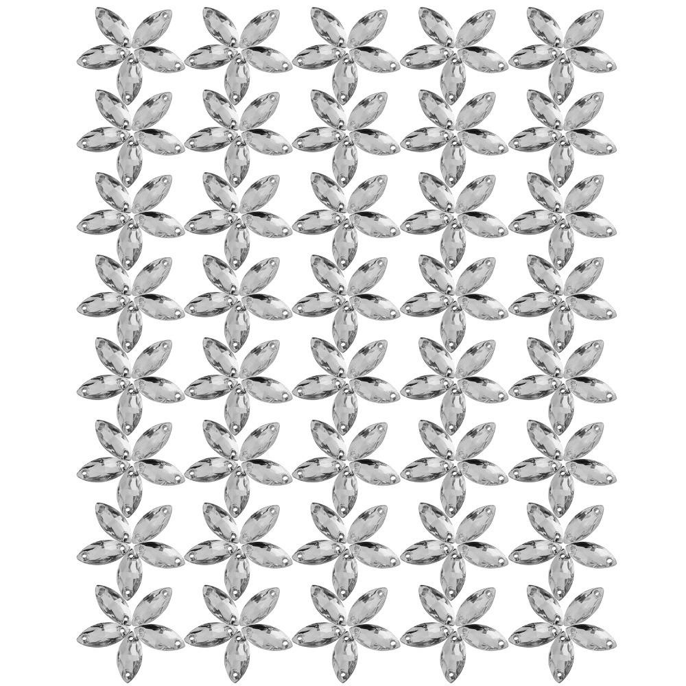 200pcs Shiny Flatback Acrylic Resin Crystal Rectangle Shape Crystal AB Sew On Rhinestones With Hole Sew On Gems