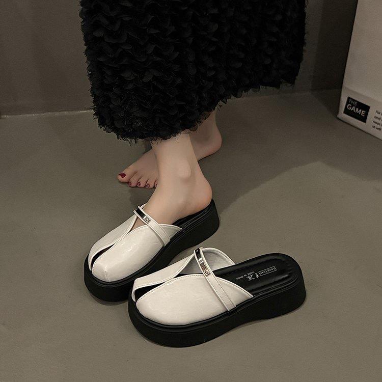 European Station thick-soled bag head half slippers women's summer wear 2025 new fashion versatile one-pedal lazy sandals