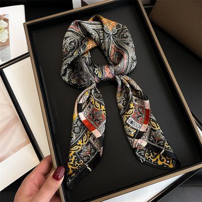 Foulard di Seta Donna Stampa Capelli Collo Sciarpe Quadrate Donne d'Affari Scialle Bandana 70X70cm Hijab Musulmano Fazzoletto Muffola Foulard