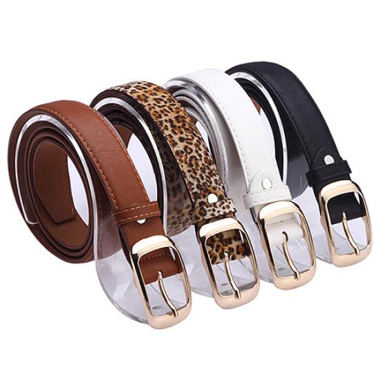 Women Fashion Paint Waist Belt Faux Leather Alloy Buckle Casual Waistband Strap