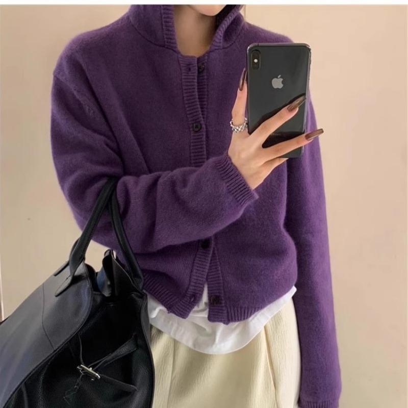 

Retro autumn and winter new casual hooded knitted cardigan for women loose soft waxy thin sweater jacket for women One size