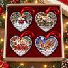 Decorative Wooden Crafts Christmas Tree Pendants with Red Rope, Cute Cartoon Hanging Ornaments Gifts for Family Holiday Home Decoration, Fireplace And
