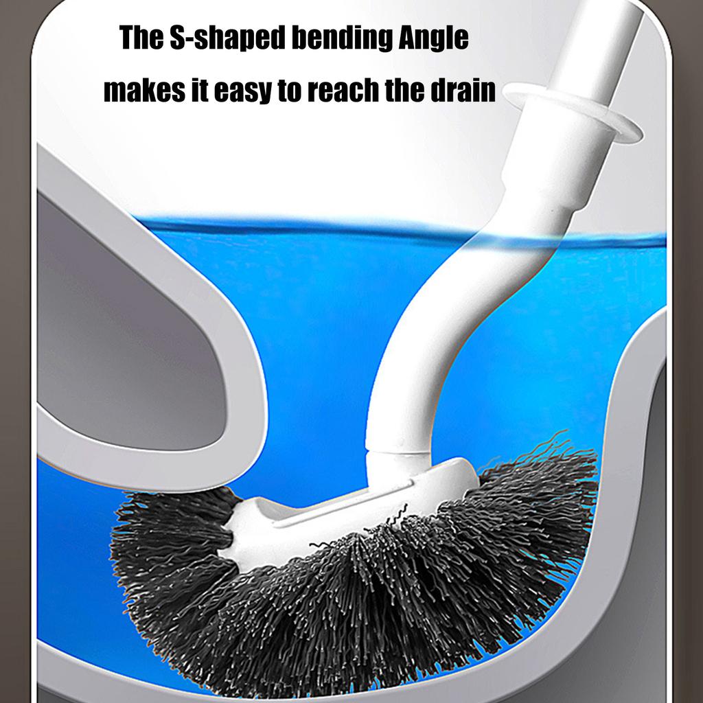 Space Saving Bathroom Brush Kits for Hygienic Stain Removal and Organized Storage Curved Toilet Bowl Scrubber and Handle