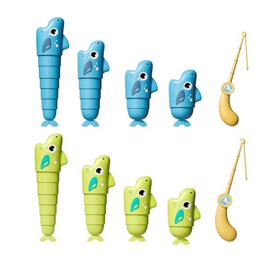 1 Set Children Fishing Board Game Kit with 2 Rods 8 Retractable Fishes Ruler Toddlers Boys Girls Educational Multi-player Interactive Fishing Toy