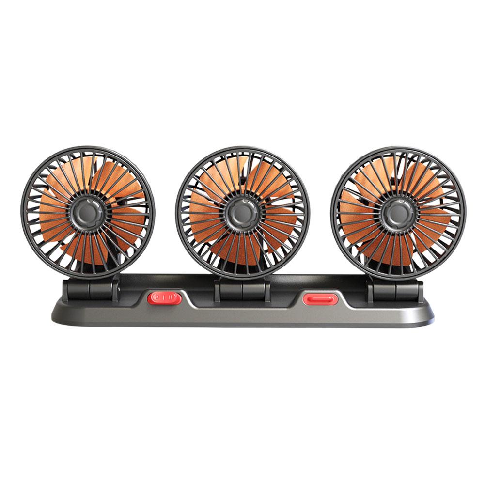 USB/12V/24V Three-Head Fan 2 Speeds Car Cooling Air Circulator Fan 360 Degree Rotatable for Car Truck Van SUV RV ATV Boat