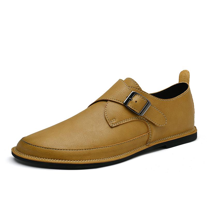 British Men's Trendy Shoes Retro Brown Men's Leather Casual Shoes  Soft Soled Loafers Luxurious Banquet Men's Formal Shoes