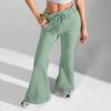 Ladies Fashion Loose Draw String Waist Solid Color Cargo Pants Leisure Flares