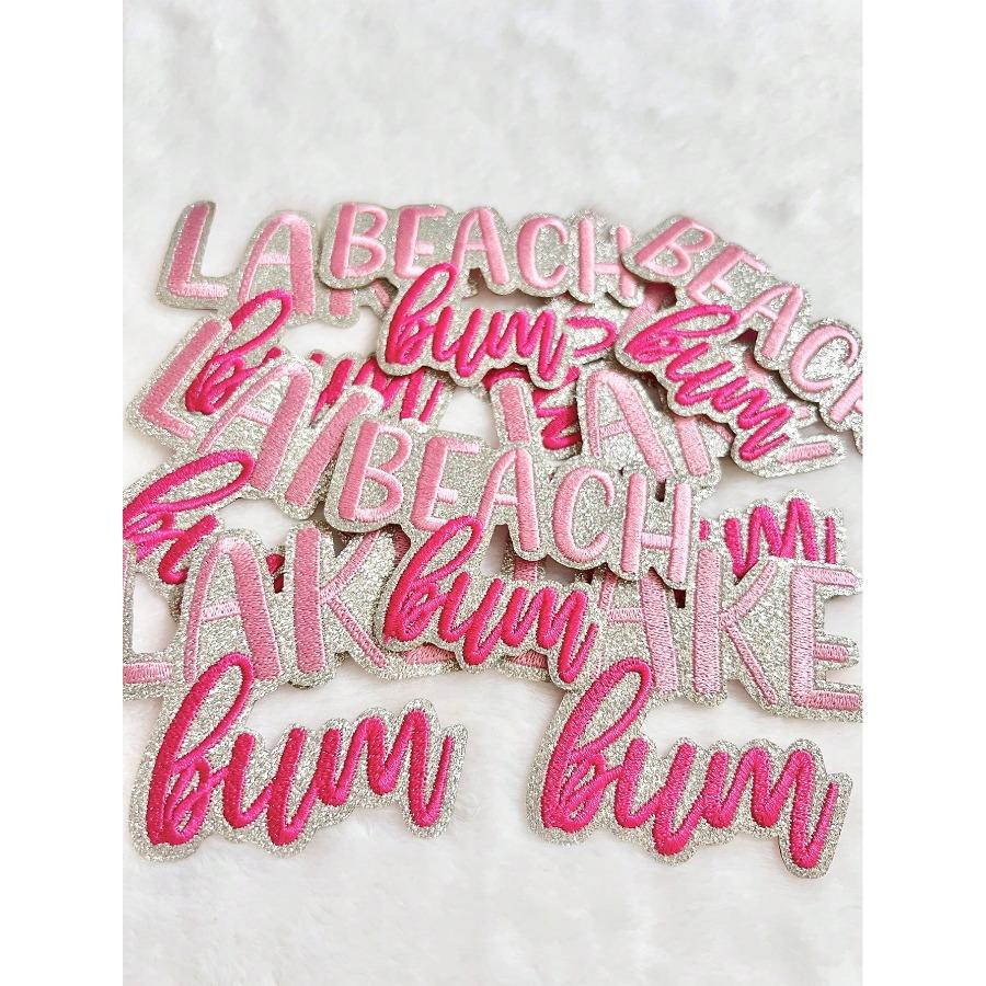 Lake Bum and Beach Bum Embroidered Iron On Patches, Lake Babe Patch, Pool Babe Patch, Cute Iron-On/Sew-On Appliques Patch for Trucker Hats, Jeans