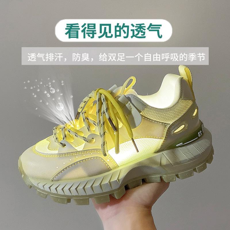 

Popular old polished thick-soled women s summer new breathable casual versatile mesh sneakers 40 жовтий