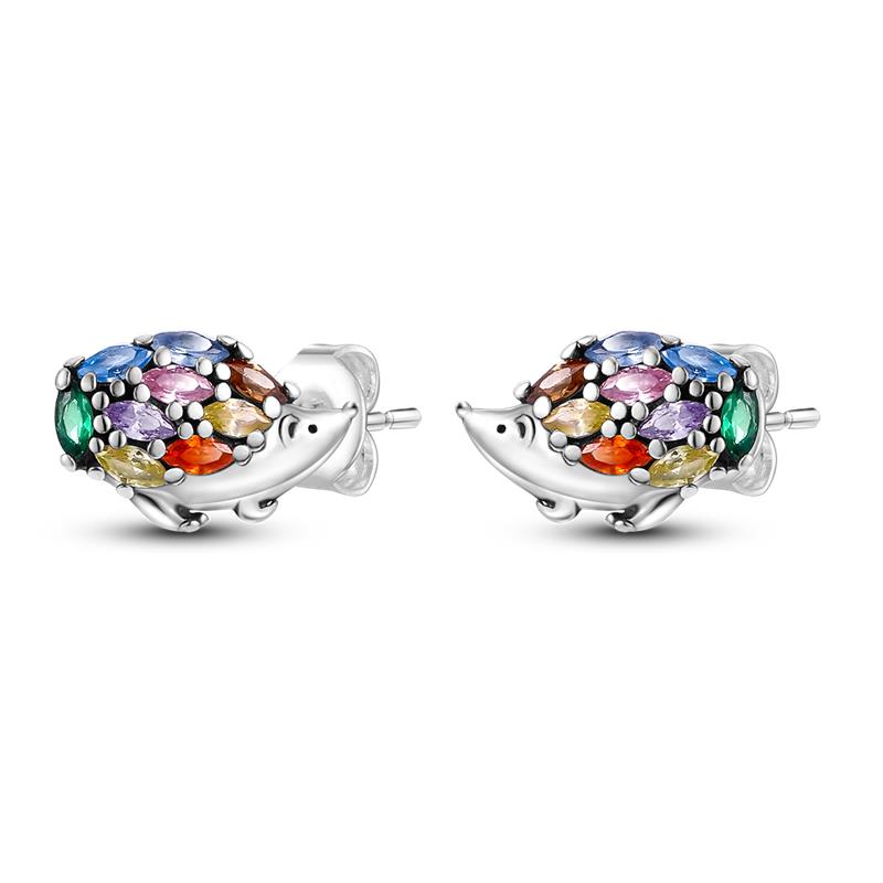 Cute Unicorn Stud Earrings Silver Plated for Little Girl Crystal Cat Mouse Elephant Heart Star Earring Gift Jewelry