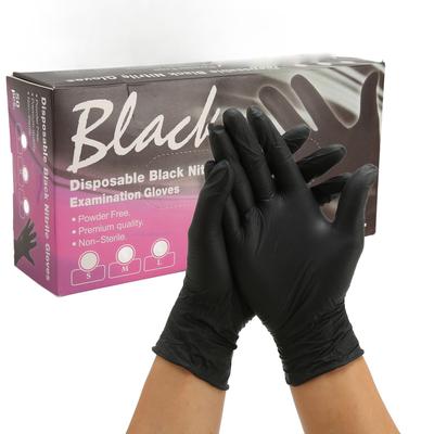 50pcs Rubber Gloves Disposable Black Powder Free Textured Fingertips Gloves for Home Beauty Salon