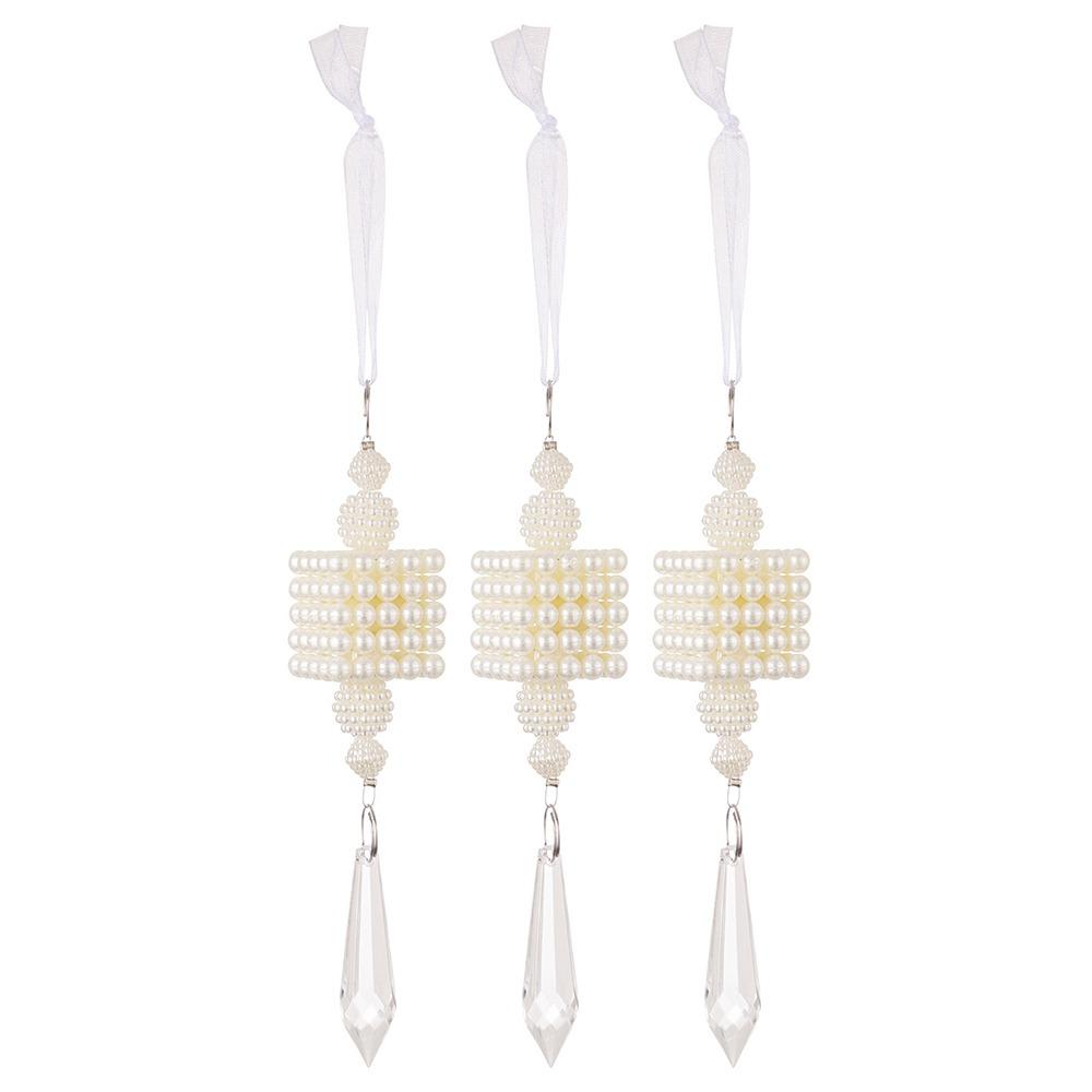 3pcs PVC Christmas Pearl Ice Cone Pendants DIY Xmas Tree Hanging Ornament  Winter Party Home Decor