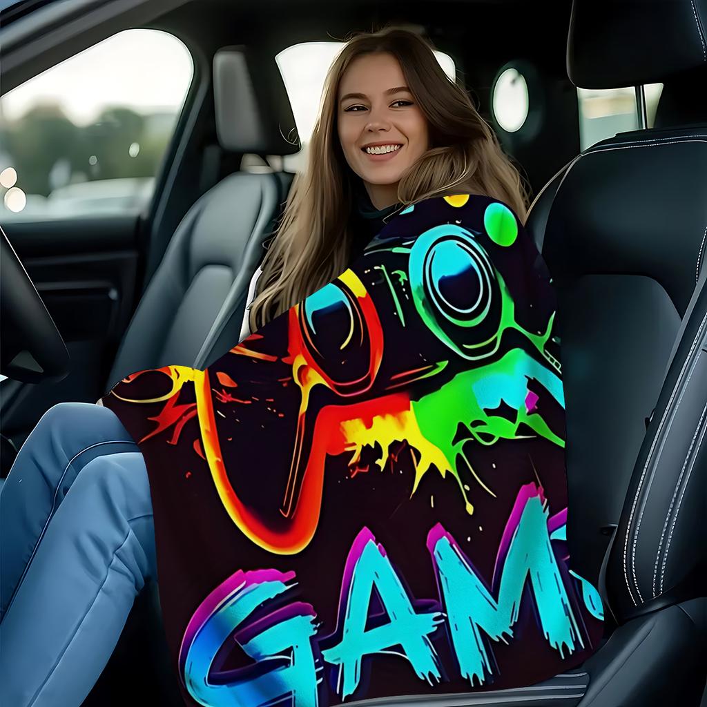 Vibrant Game Controller Printed Blanket Soft Durable for Home Gaming Area, Gift for Gamers