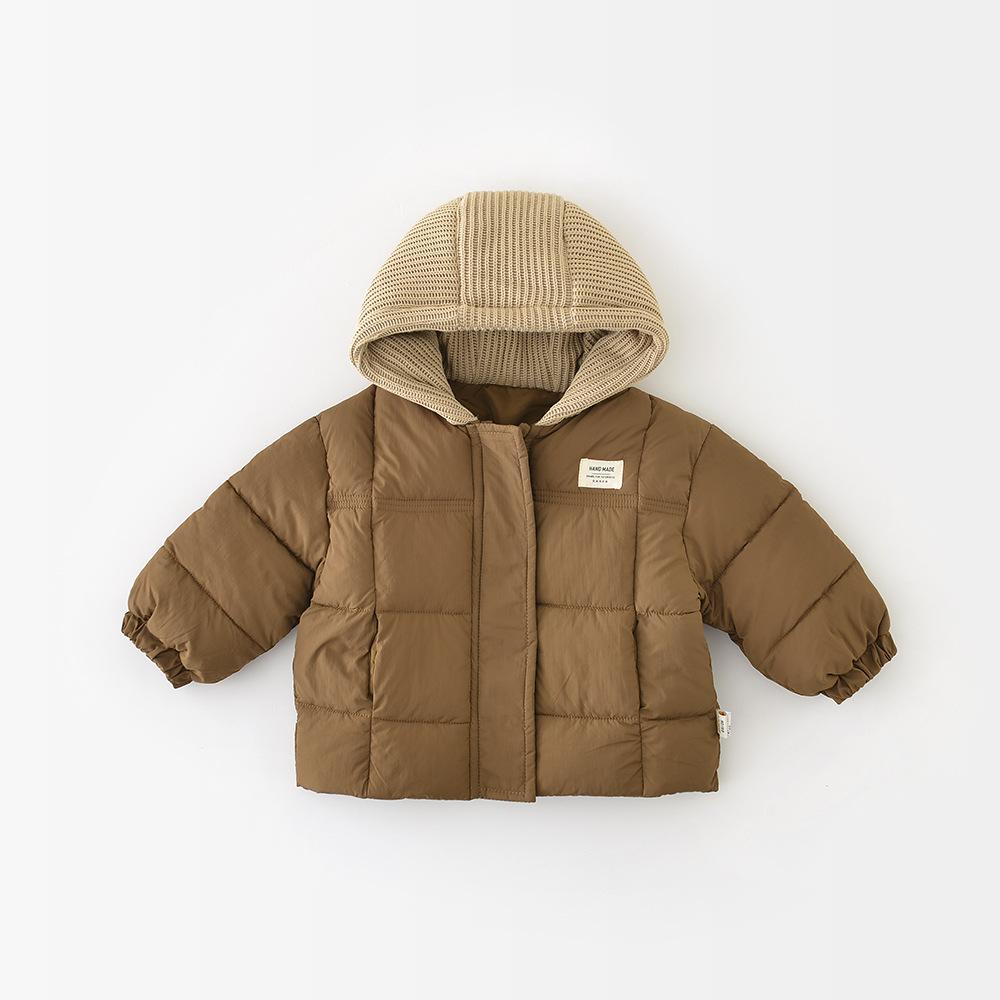 Boys Winter Hooded Warm Jacket Middle and Small Child Long Sleeve Colorblocking Jacket