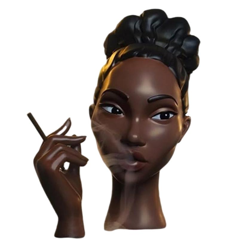 Black Woman Incense Burner Handmade Elegant Meditation Airflow Incense Burner Creative Design Art Incense Burner Statue Ornament