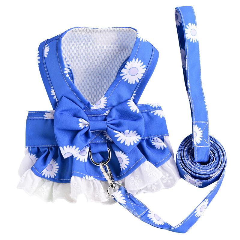 Pet dog clothes princess leash skirt small dog chest strap spring summer