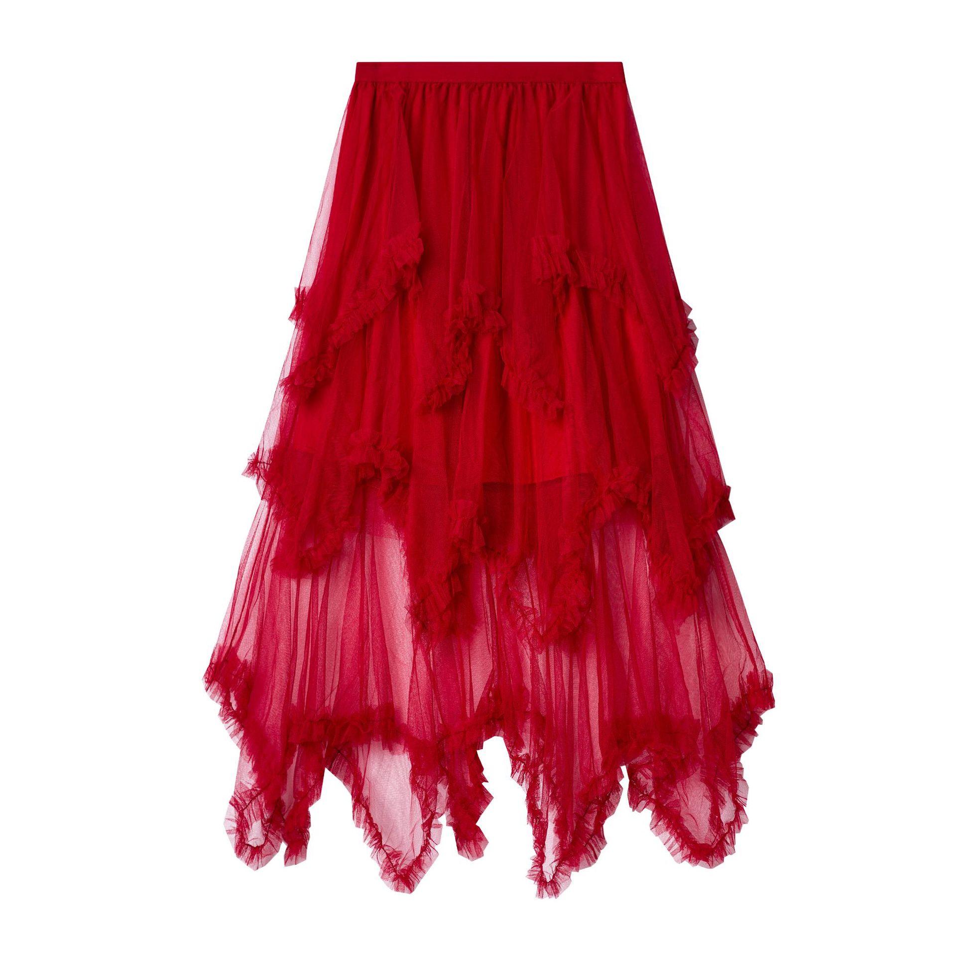 

Юбка-торт с неровной кромкой и грибком, средняя и длинная, высокая талия, пышная юбка-шарф, длинная юбка average size