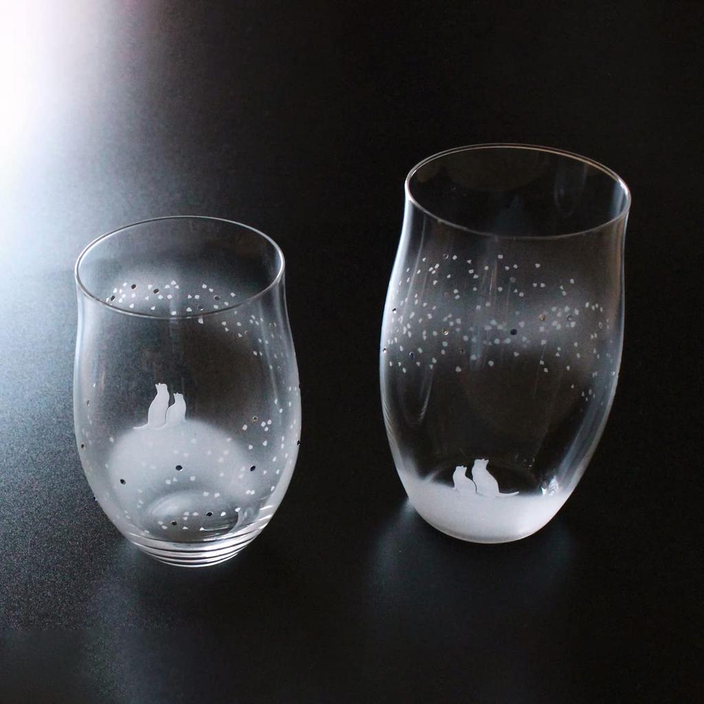 Atelier Kies Cat Motif Glass Set Milky L 360ml M 270ml (Blue Way, + Pair)