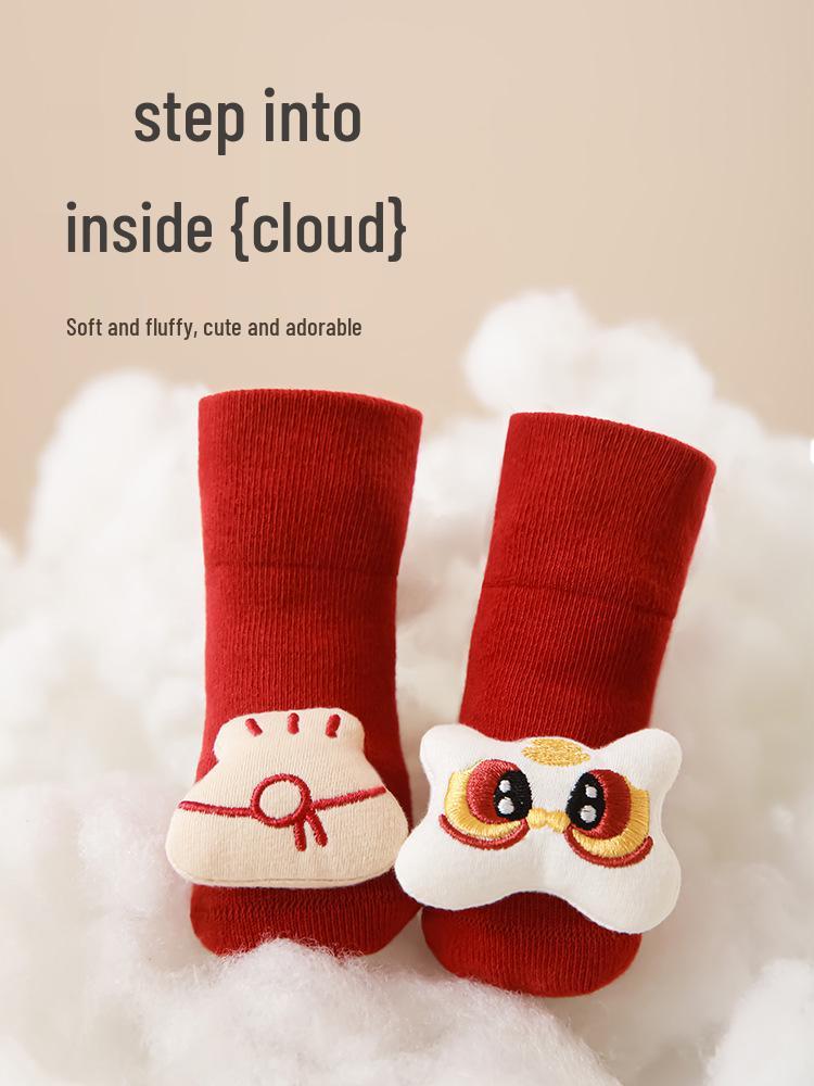 3D Cartoon Doll Anti-Slip Baby Socks for Newborns - Spring & Autumn First Birthday