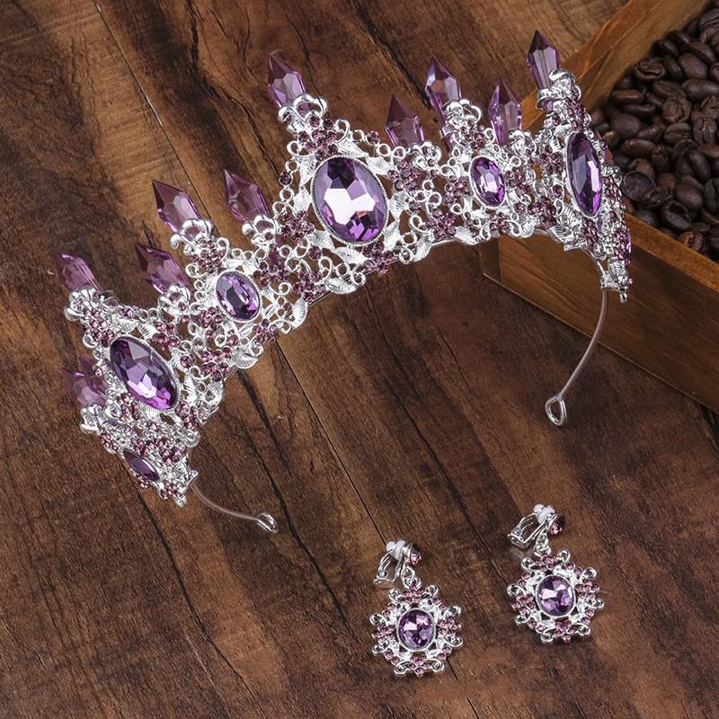 

Baroque Blue Green Red Crystal Bridal Tiara Crowns Magnificent Rhinestone Diadem for Princess Headpiece Wedding Hair Accessories