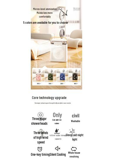 USB Rechargeable Desktop Humidifier Fan with Touch-Screen and Dual Mode