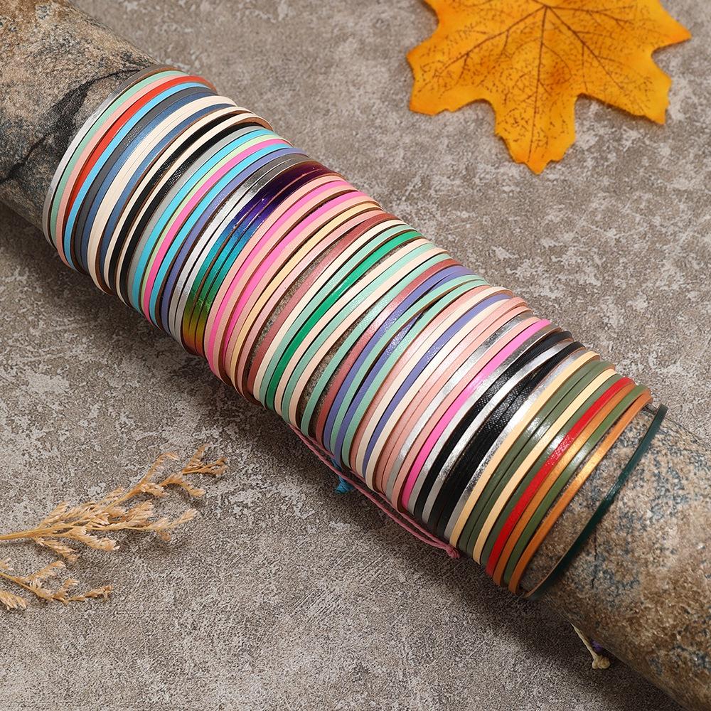 Colorful Leather Multi-strand Bracelet Handmade Bohemian Style Bracelet For Women Unique Geometric Design