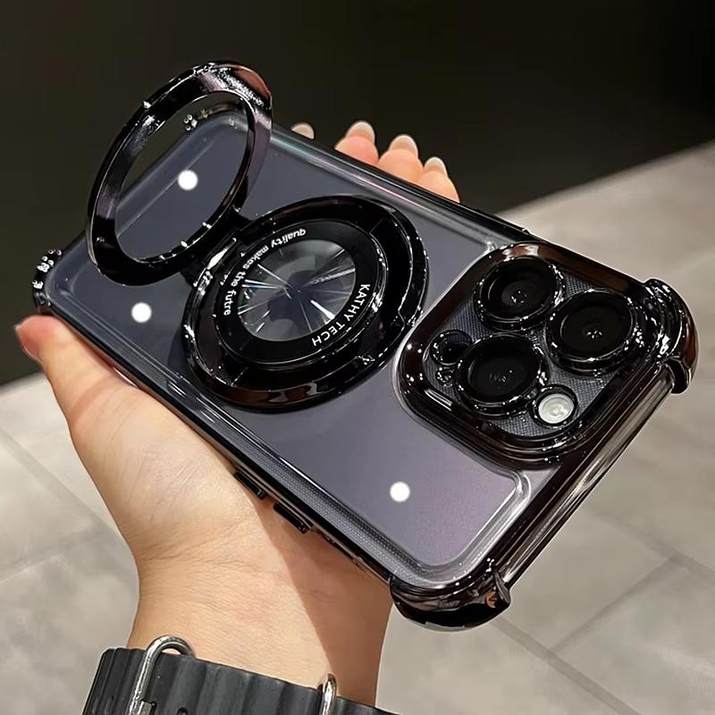 

Для iPhone 16 Pro Max Чехол-подставка Magsafe Роскошный Прозрачный Гальванизированный Магнитный Чехол-подушка безопасности для iPhone 11 12 13 14 15 16 Pro Max For iPhone 12