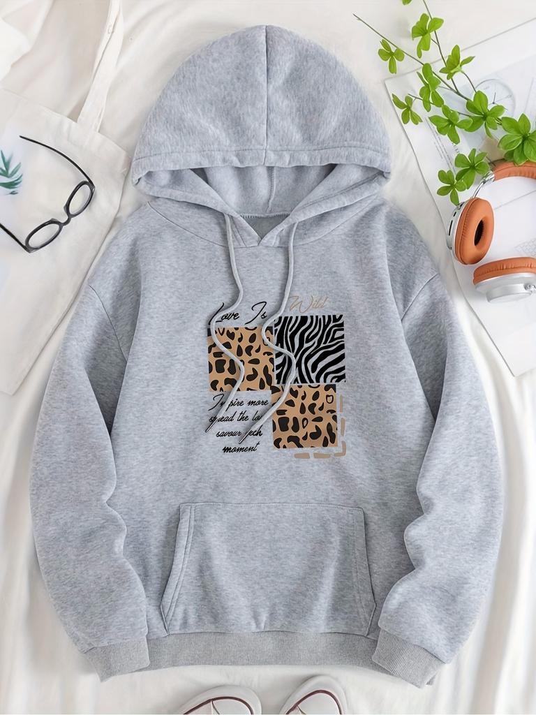 Women's Autumn and Winter Loose Casual Comfortable Letter Printed Thick Long-Sleeved Round Neck Hoodie Pullover