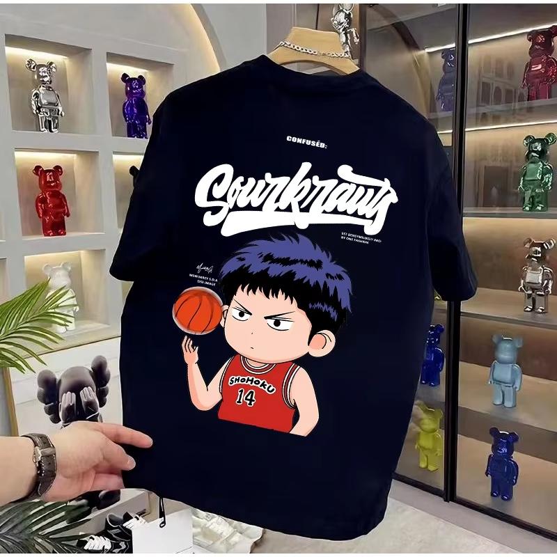 2025 Hot New Anime Print Anime Slam Dunk Master Men's T-shirt Summer Fashion Breathable  Suitable for Both Men Women's Top