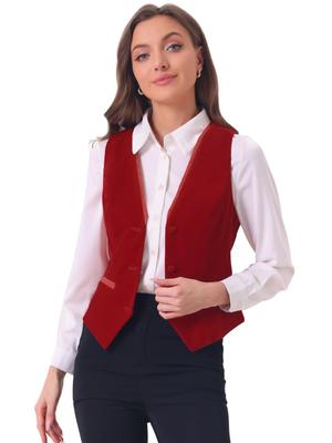Allegra K Women's Retro V-Neck Velvet Racerback Halloween Costume, Red, Size M