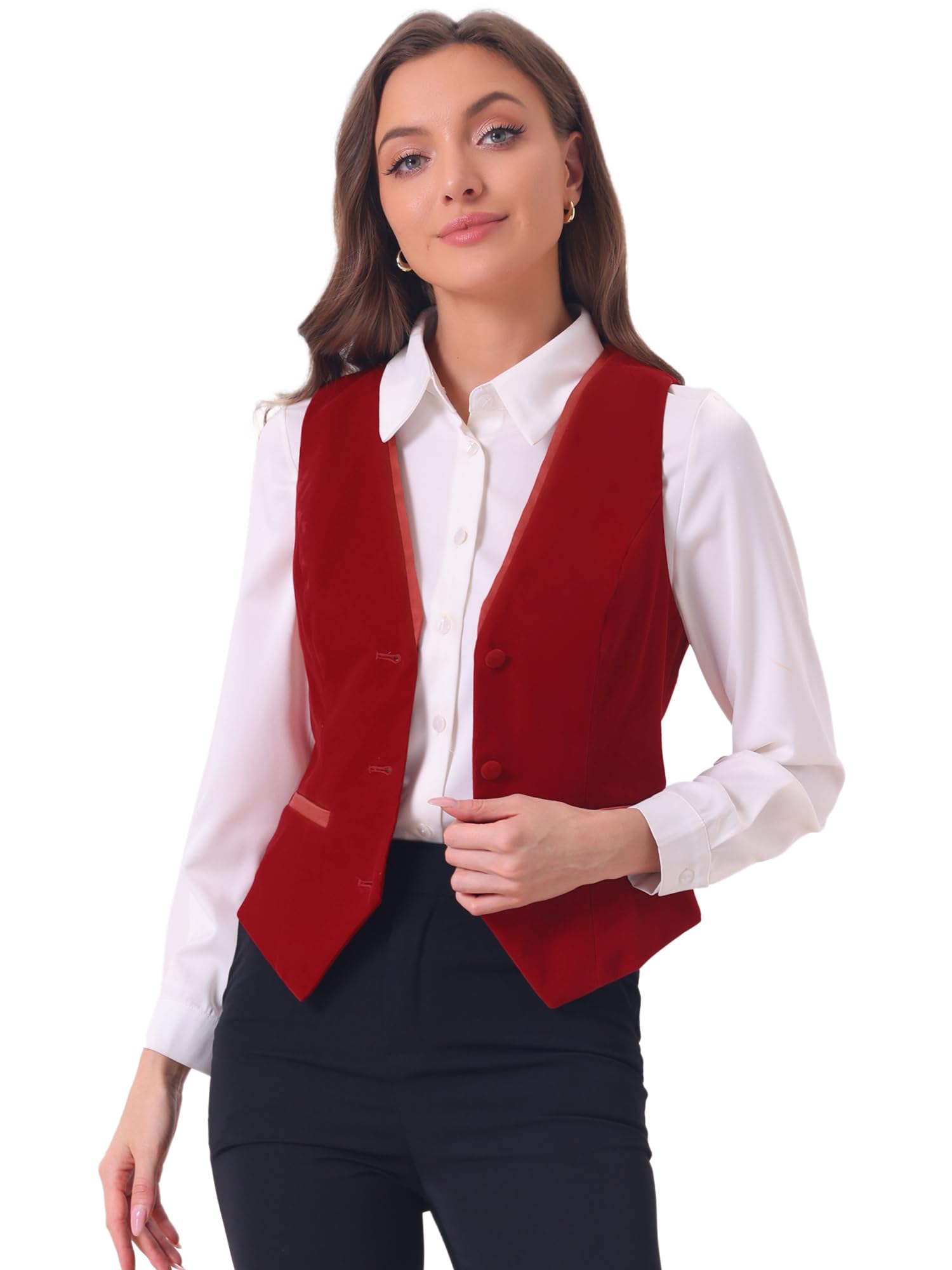 

Allegra K Женский Ретро Бархатный Костюм на Хэллоуин с V-образным вырезом и спинкой-борцовкой, Красный, Размер M