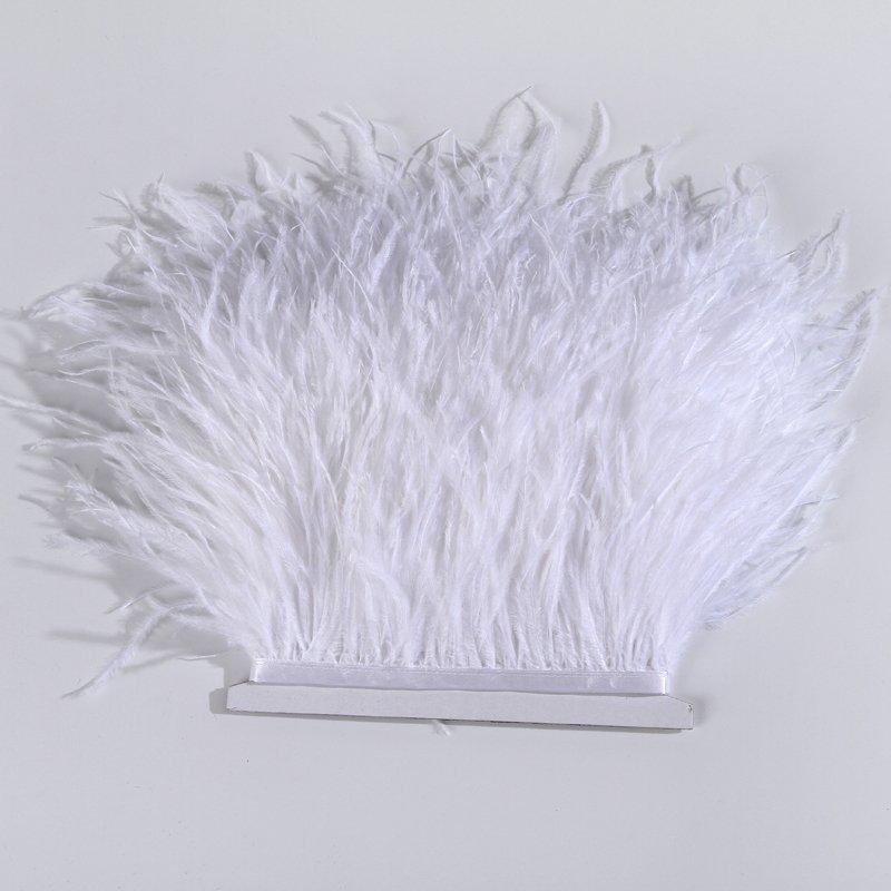 Ostrich Feather Trim 8-10cm 10-15cm 10Meters Fringe White for Clothes Ribbon Skirt Plumas Plume Decoration Wedding Party