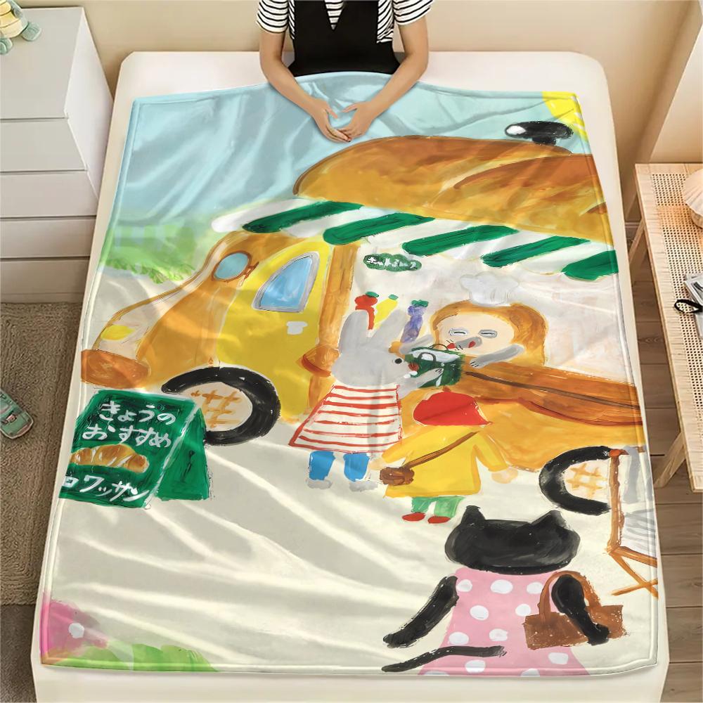 1PC Bread Thief Print Flannel Blanket, High quality All Seasons, Home Decor, Warmth and Comfort, Perfect for Christmas Gifts