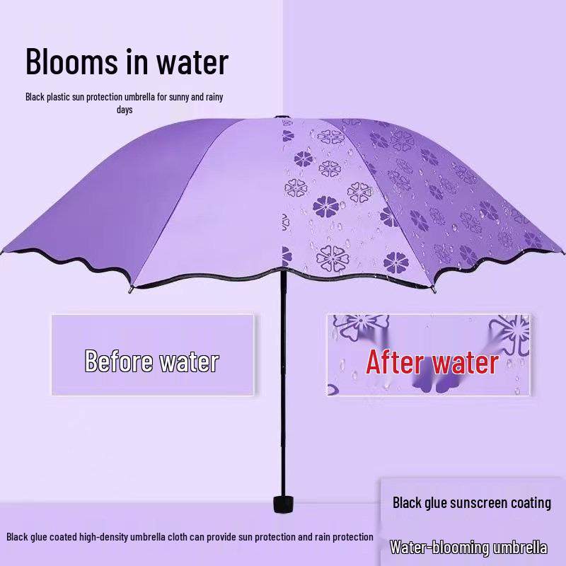 UV Protection Sun & Rain Foldable Umbrella with Black Coating for Students