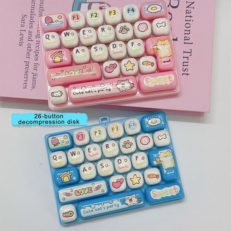 1Pcs 2026 Cute 26-Key Stress-Relief Keyboard Creative Mechanical Healing Hanging Decoration Small Gift Accessory