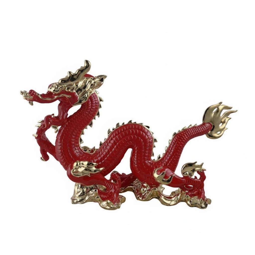 Resin Dragon Sculpture Electroplated Gold Statue Gift Idea Home