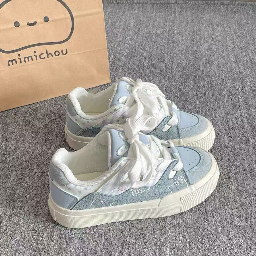 Cute Bow Board Shoes Women's New Versatile Niche Shoes Platform White Shoes Bread