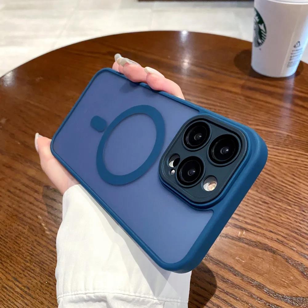 Luxury For Magsafe Wireless Charging Magnetic  Case For iPhone 15 14 Plus 11 12 13 Pro Max Clear Matte Bumper Shockproof Cover