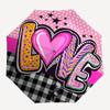 1pc Love Artwork Umbrella with Plastic Handle,Compact & Stylish,Suitable for All Seasons ptys26012