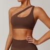 Sloping Shoulder Beauty Back Sports Underwear Women Shockproof Push up Sexy Workout Clothes Running Bra Outer Wear One Shoulder Yoga Vest