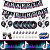 Colorful Tik Tok Birthday Party Supplies Set Featuring Fun Tableware Decor Plates Cups And Banner
